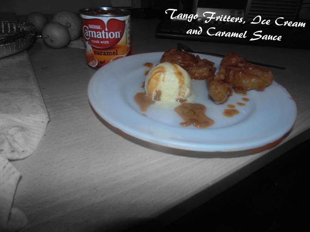 Tango Fritters, Ice Cream and Caramel Sauce Served Ready For Strictly