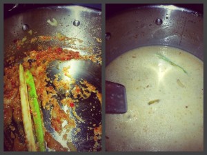 Different Stages of Cooking The Sauce For Dean Edwards Thai Pork Meatball Curry