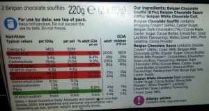 Sainsbury's Belgian Chocolate Soufflés Nutritional Information