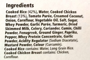 Mico Mondays – Tesco Everyday Value Chicken Curry and Rice Ingredient List
