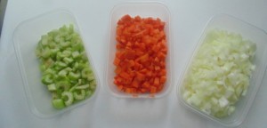 An Italian Soffritto (diced Celery, Carrots and Onions)