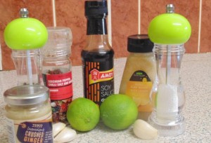 Ingredients for the Soy, Chilli and Ginger Trout With A Summer Ragu Marinade