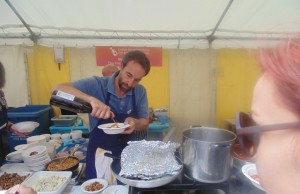 Chef Stephen Terry cooking food for Greg and I at the Aberaeron Fish Festival