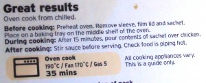 Ready Meal Monday – Sainsbury’s Bistro Chicken Cooking Instructions