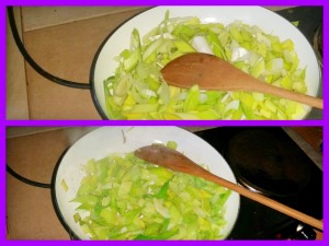 The Process Of Cooking The Leeks For The Chicken, Pek, Leek and Sage Leftover Pie 