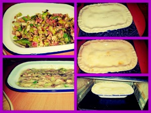 Different Stages of Making The Chicken, Pek, Leek and Sage Leftover Pie 