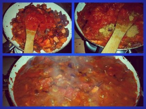 Different stages of cooking the Stunning Spiced Sausage Stew