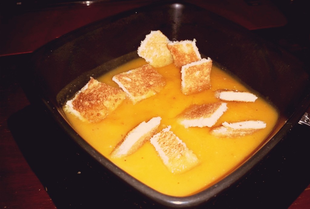 Spiced Butternut Squash Soup served with Toasted Croutons