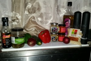 Ingredients for my Pepper and Onion Stir-Fry Thing 