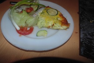 Courgette, Saffron and Two Cheese Tart with a side salad