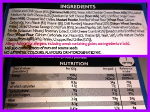 Time-Saving Tuesdays - Asda Rockin Chilli & Chorizo Mac Cheese Ingredients and Nutriitional Information