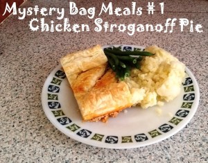 Mystery Bag Meals – Chicken Stroganoff Pie with Green Beans and Mashed Potatoes