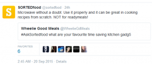 Screenshot of a Twitter Conversation with #SortedFood