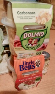 Tomorrow's Time-Saving Tuesday's Dolmio Pasta Corbonara and Uncle Ben's Chilli Con Carne and Rice