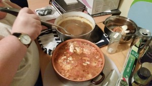 Topping off the casserole dish with stock - Strictly Suppers 2015 #4 Rumba Chicken and Rice