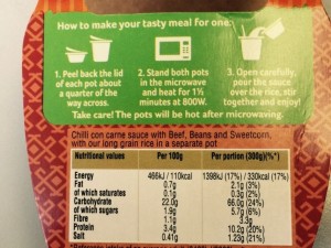 Time-Saving Tuesdays – Uncle Ben's Chilli Con Carne and Rice Cooking Instructions and Nutritional Information