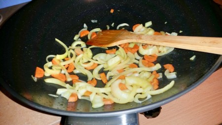 6 Nations of Food – Mediterranean Chicken and Cauliflower - The carrots and onions as they start to soften