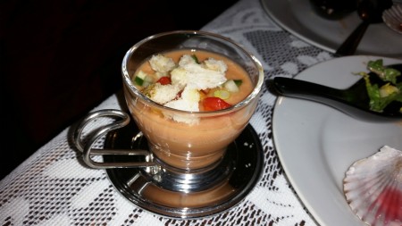 Mother's Day 2016 - The Gazpacho garnished with croutons and finely diced peppers, cucumber and spring onions