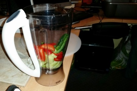 Mother's Day Gazpacho - Cucumber and peppers in the blender