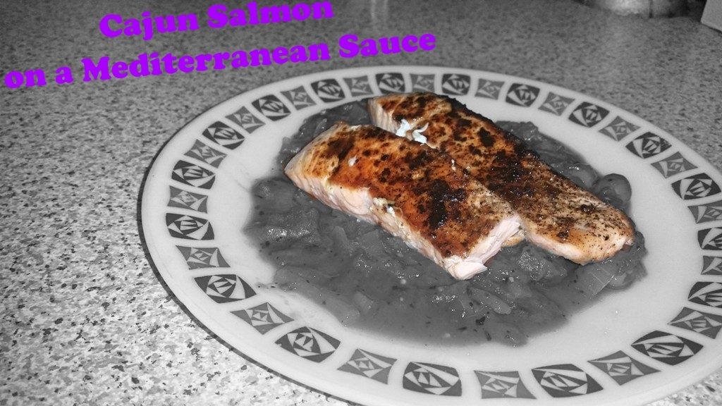 Cajun Salmon on a Mediterranean Sauce