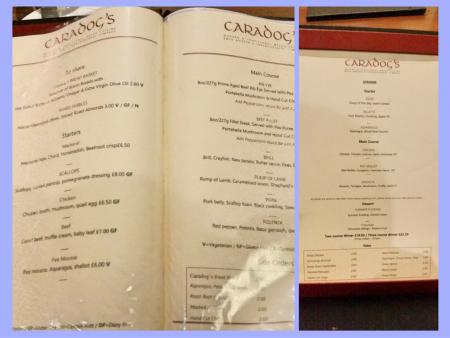 Caradog’s at the Ty Newydd - The Menus