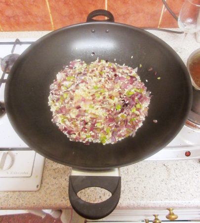 Theo Randall's Tomato Risotto - Add the rice to the vegetables