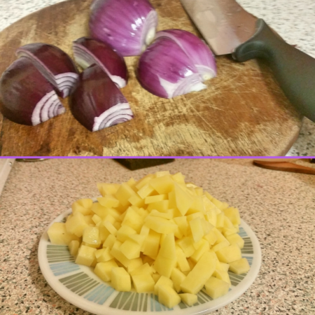 Preparing the ingredients for my Quorn Keema Masala