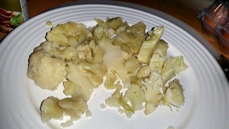 Preparing the cauliflower for my Waste Not Want Not Wednesdays - Cauliflower Cheese Burger and Sticky Red Onion Chutney