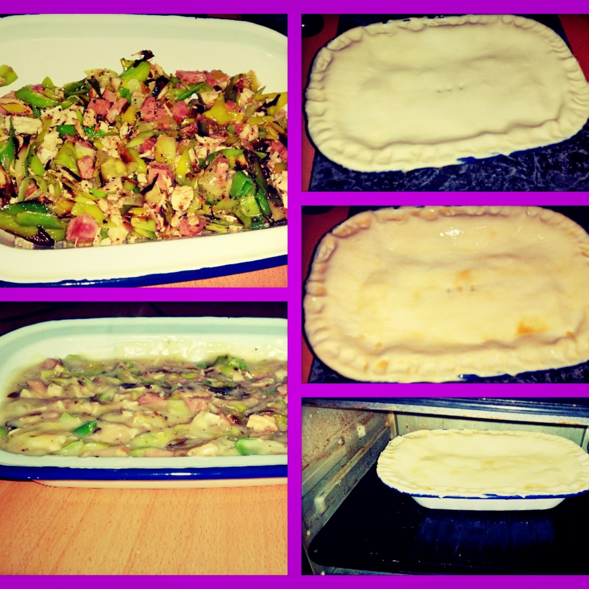 Different Stages of Making The Chicken, Pek, Leek and Sage Leftover Pie