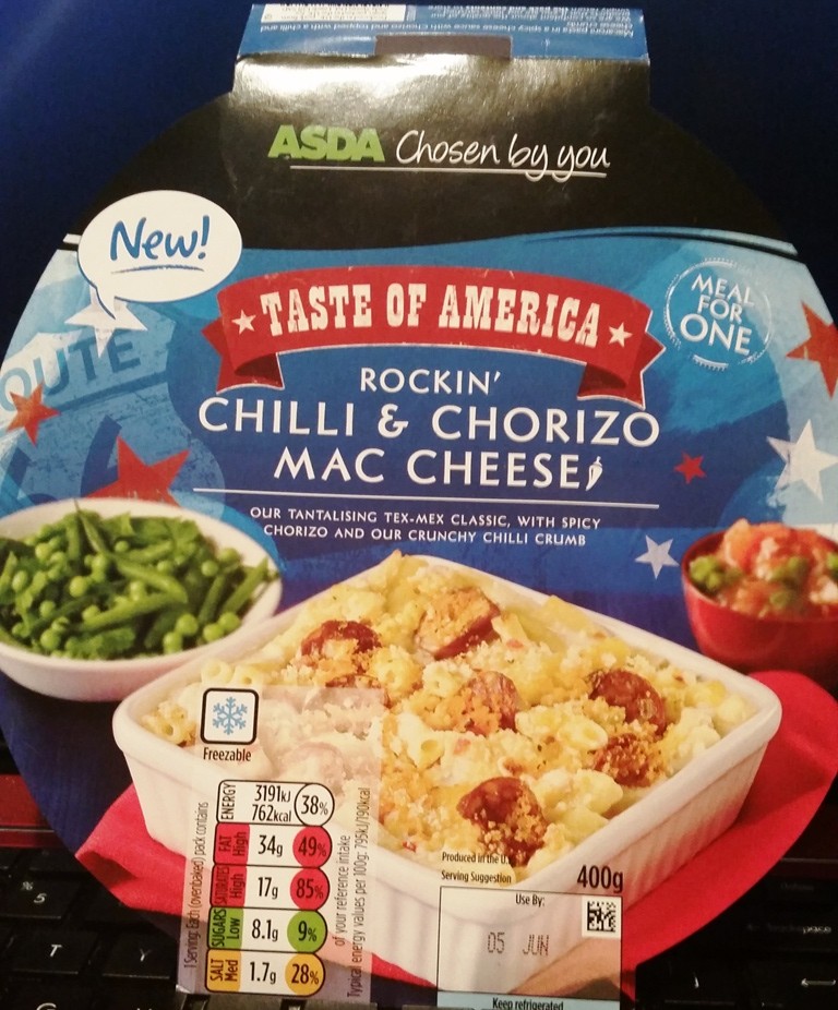 Time-Saving Tuesdays - Asda Rockin Chilli & Chorizo Mac Cheese Front Packaging
