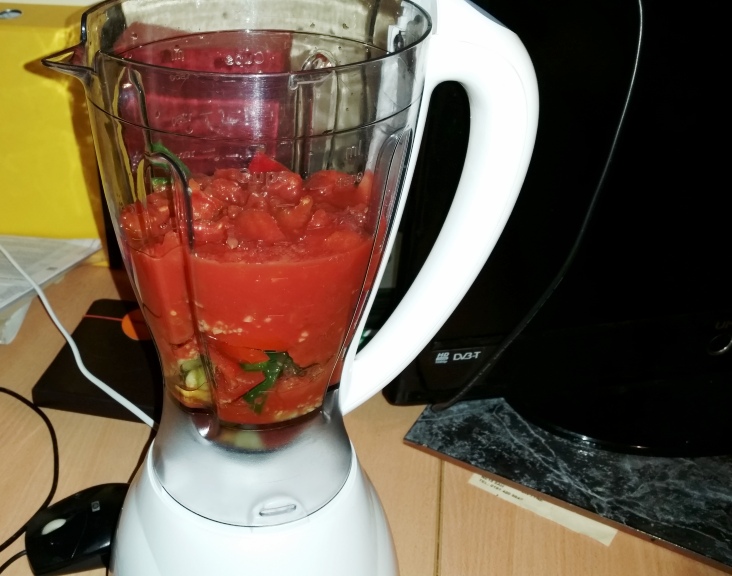 Mother's Day Gazpacho - Add a tin of tomatoes to the blender