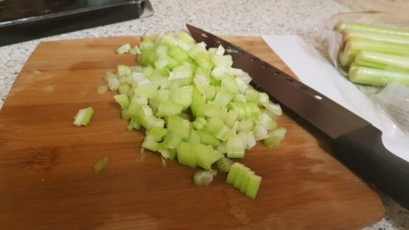 Finely chop a couple of sticks of celery