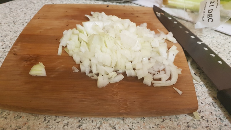 Finely chop an onion