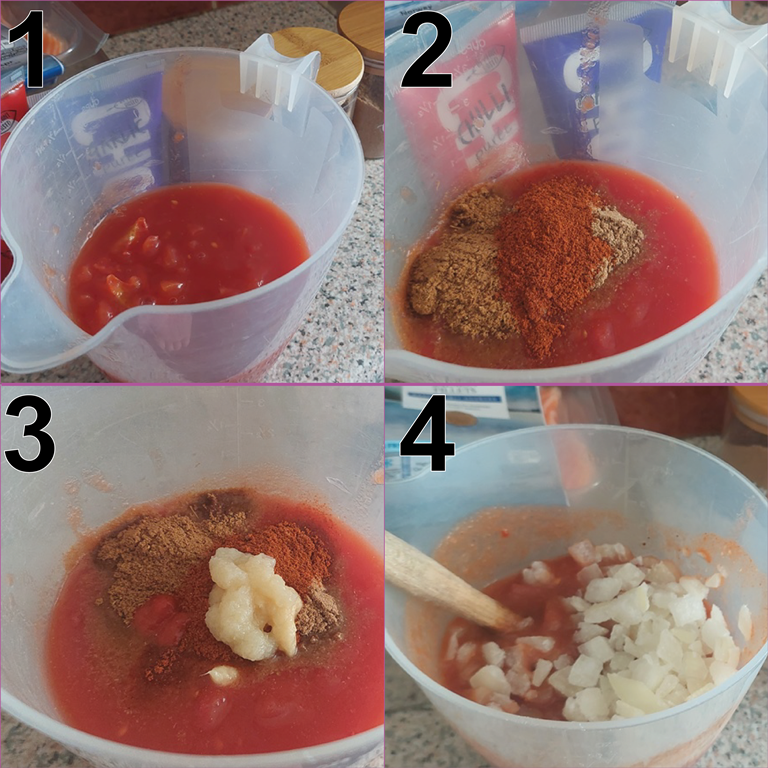 Four steps to making the sauce
